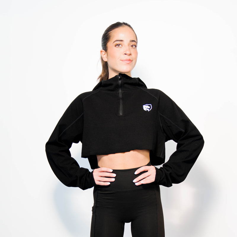 Women's Quarter Zip Cropped Hoodie